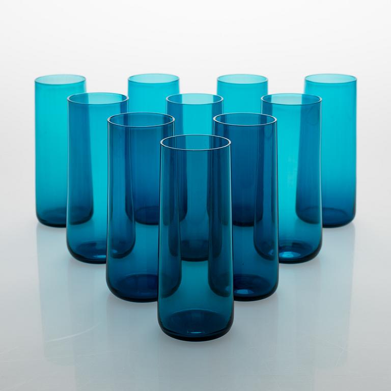Nanny Still, A set of 10 Harlekiini Glasses by Riihimäen Lasi Oy, 1950-60s.