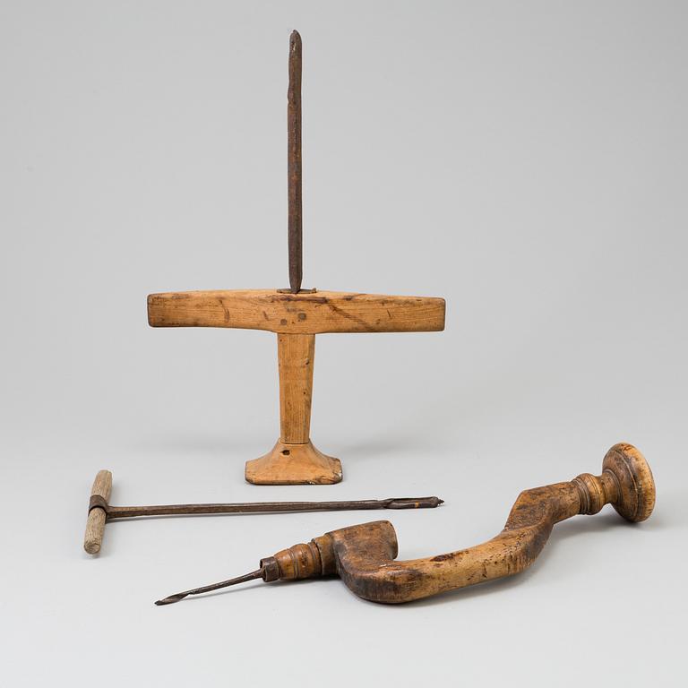 TEN WOOD AND IRON HAND TOOLS, 19th century.