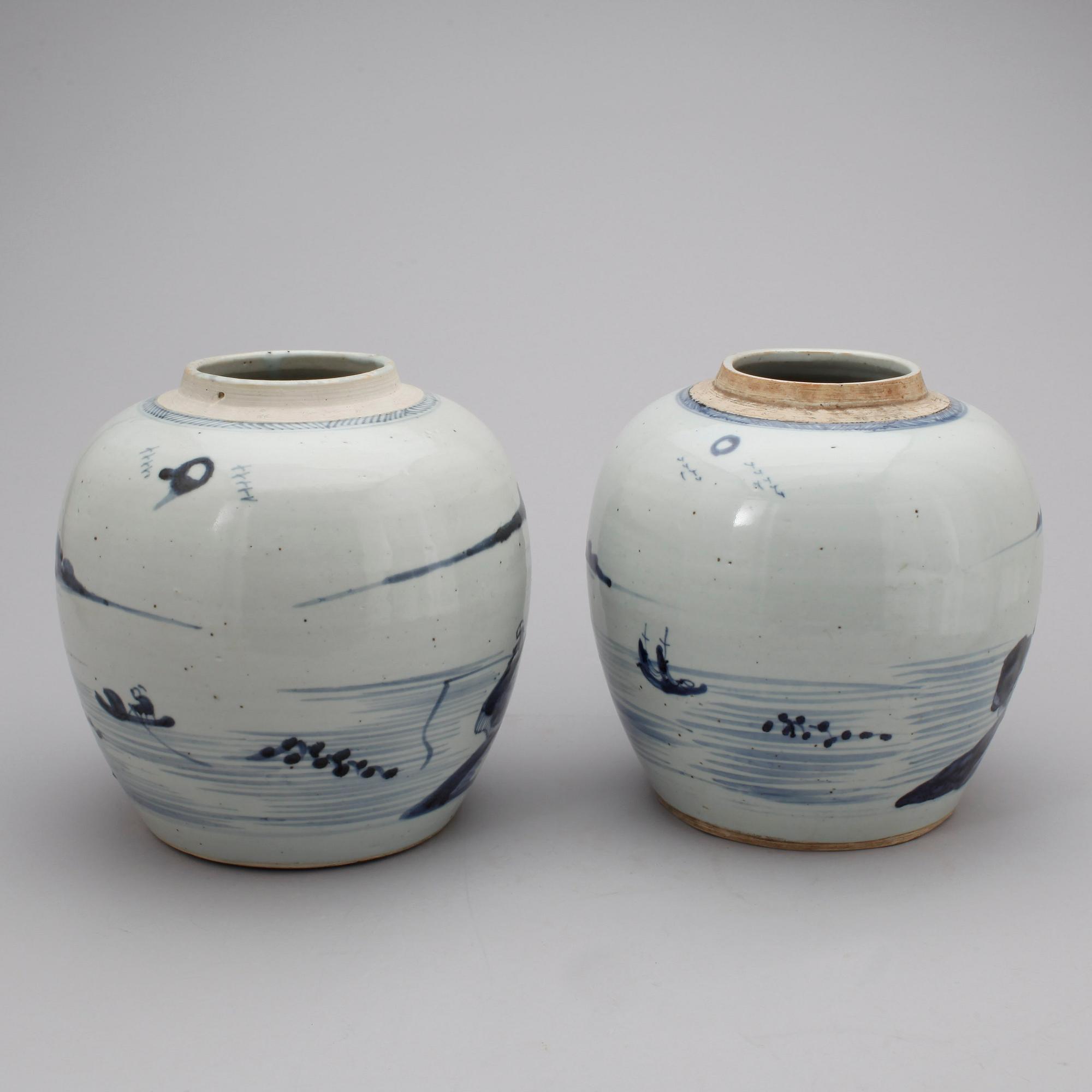 BOJANER, 2 st, porslin, Kina, 1700/1800-tal.