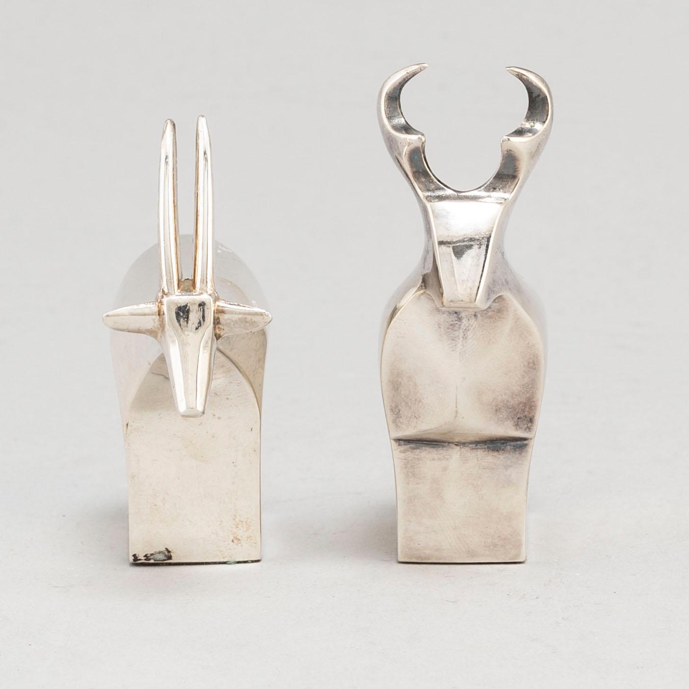 GUNNAR CYRÉN, two silver plated figurines Dansk Design Japan later part of the 20th century.
