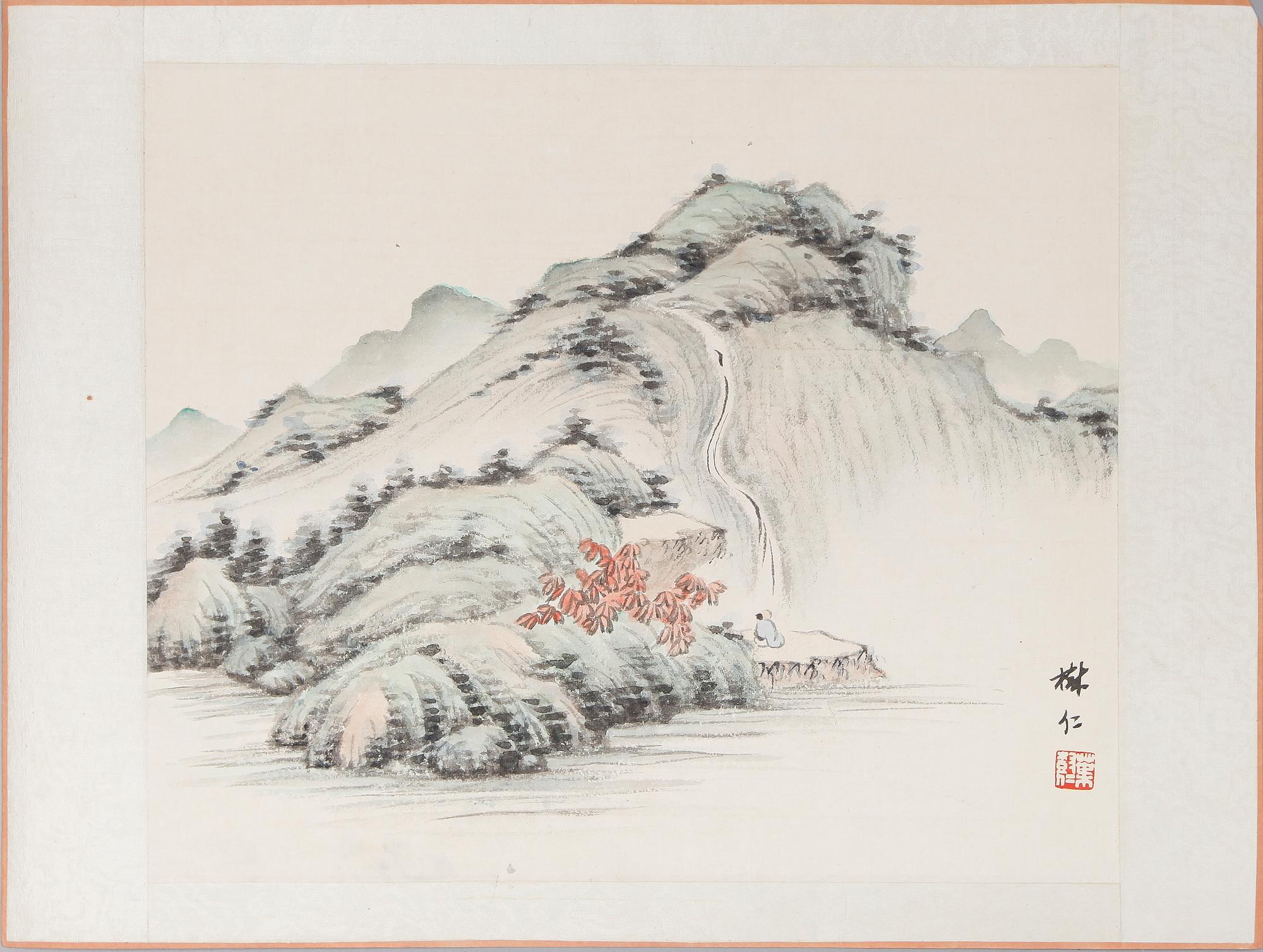 OKÄND KONSTNÄR, mapp med 10 st, gouacher, Japan/Kina, 1900-talets första hälft.