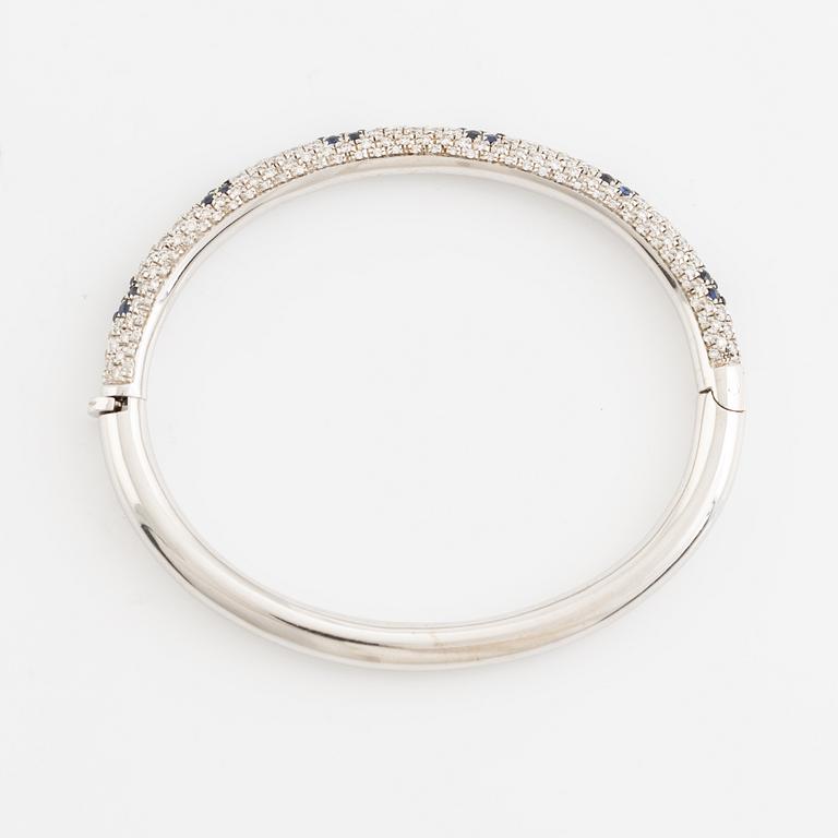 Sapphire and brilliant cut diamond bangle.