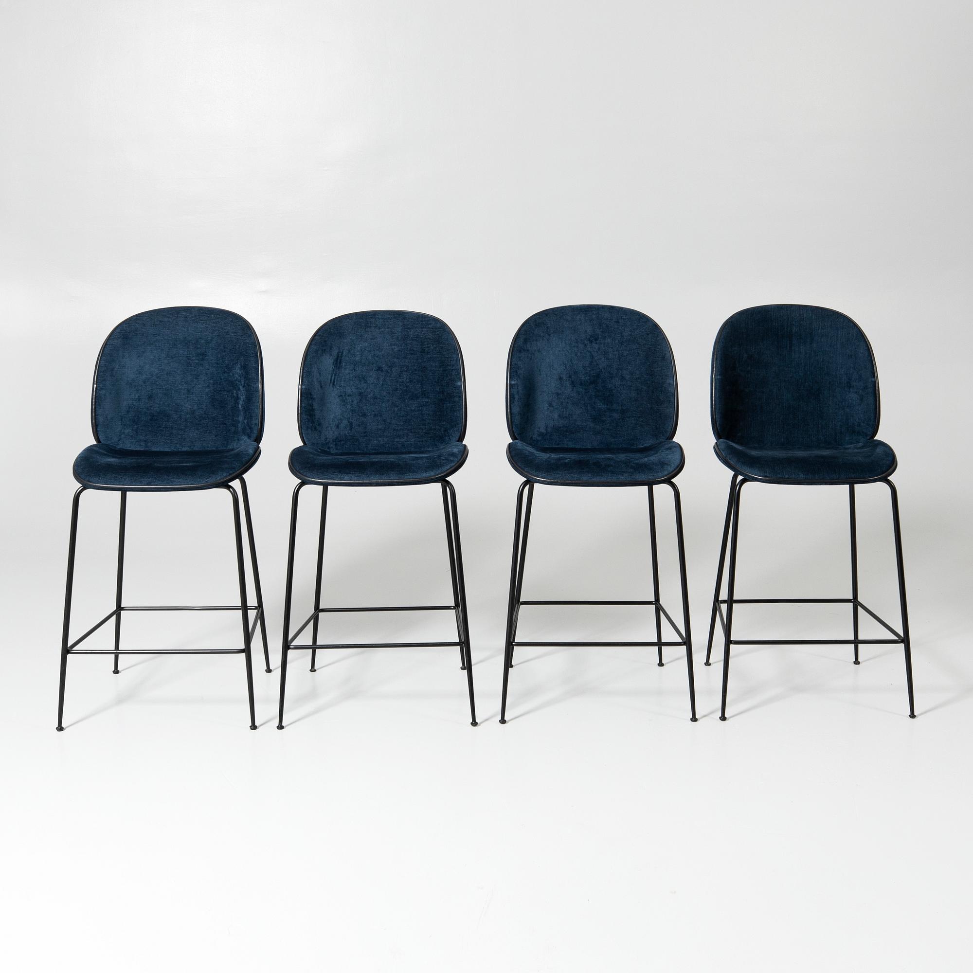 GamFratesi, barstolar, 4 st, "Bettle", Gubi, modern tillverkning.