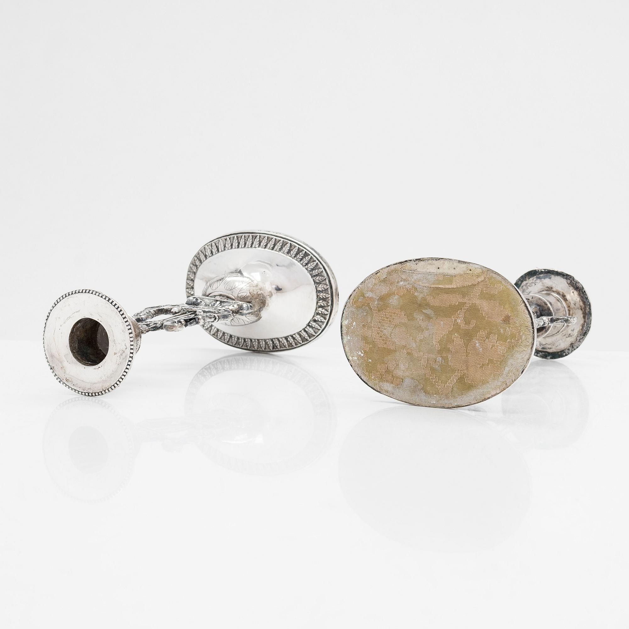 Johan Fredrik Hartman, ljusstakar, ett par, silver, Vasa 1827. Empire.