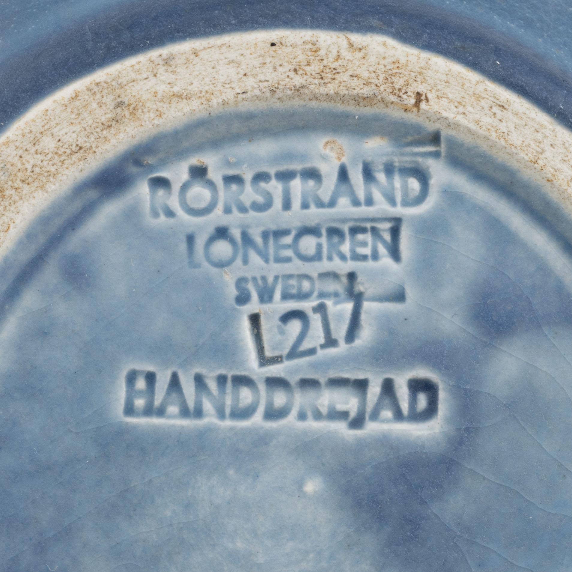 Gertrud Lönegren, a set of three stoneware vases and a dish, Rörstrand.