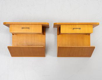 Bedside tables, a pair, wall-mounted, second half of the 20th century.