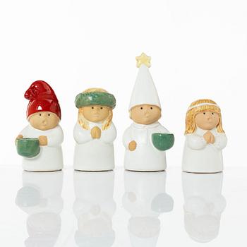 Lisa Larson, four stoneware figurines, "Advent", Rörstrand.