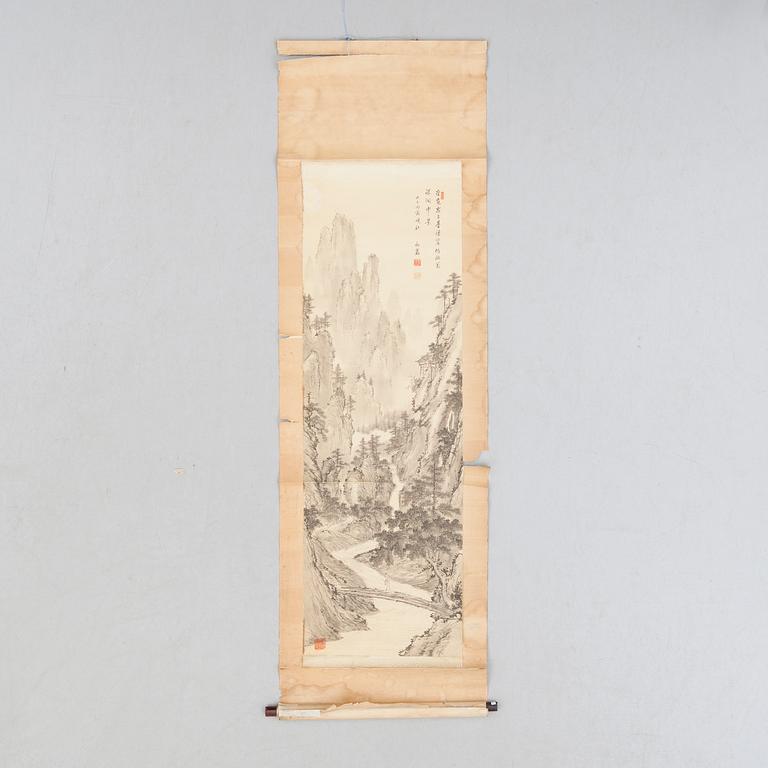 KAKIMON, akvarell, okänd konstnär, Kina, 1900-tal.