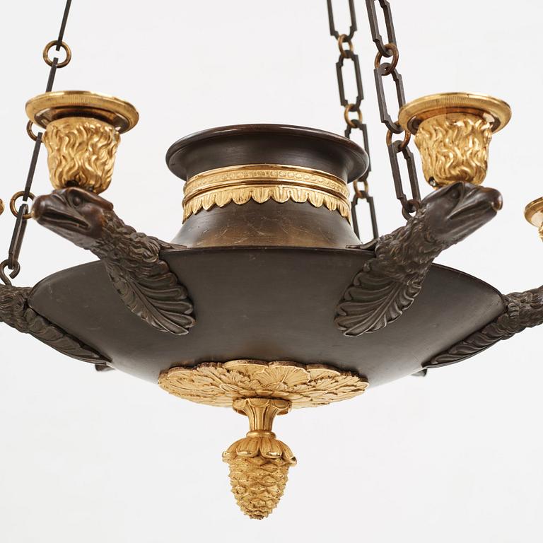 A Swedish Empire 19th century six-light hanging-lamp.