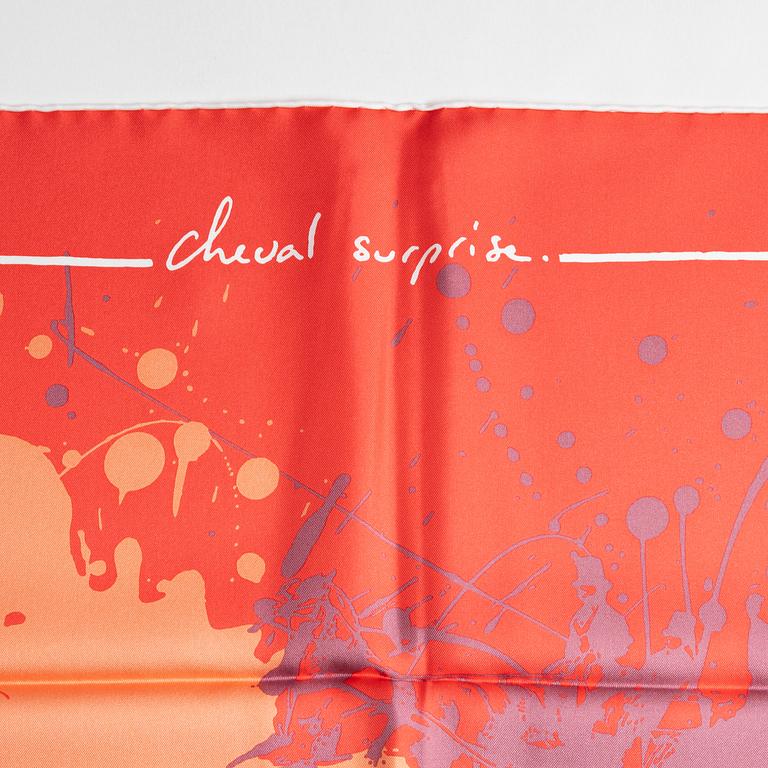 Hermès, a 'Cheval Surprise Remix' twill silk scarf.