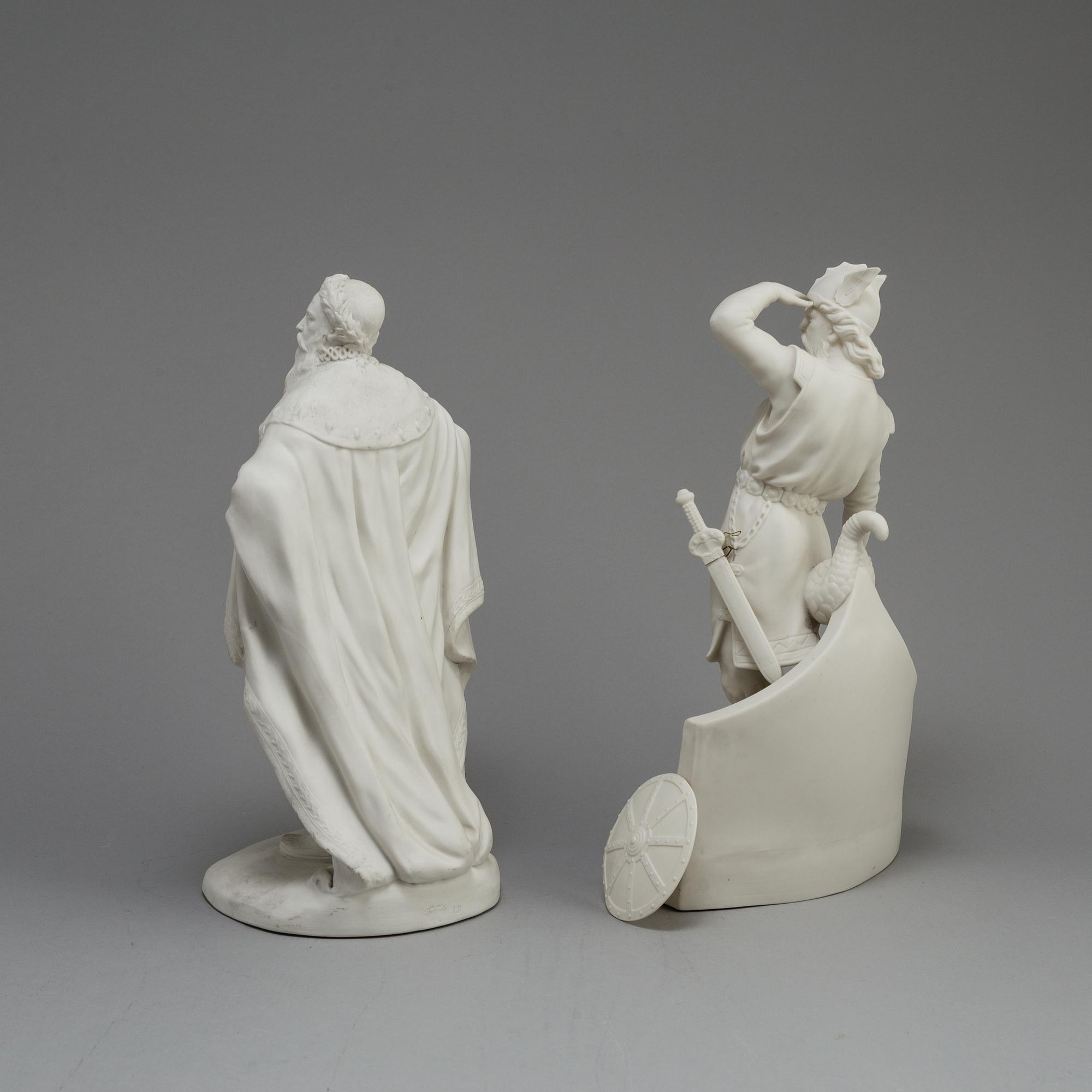 TWO PARIAN FIGURES, Rörstrand and Gustafsberg, ca 1900.
