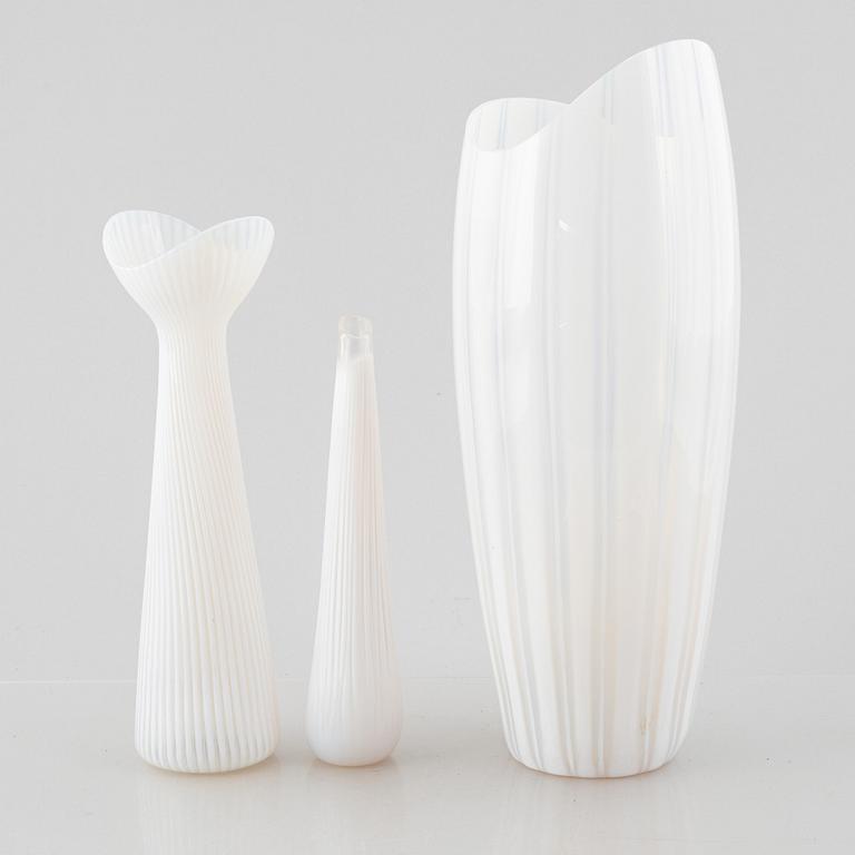 Uno Westerberg, three 'Spectra' glass vases, Pukeberg, Sweden, mid20th century.