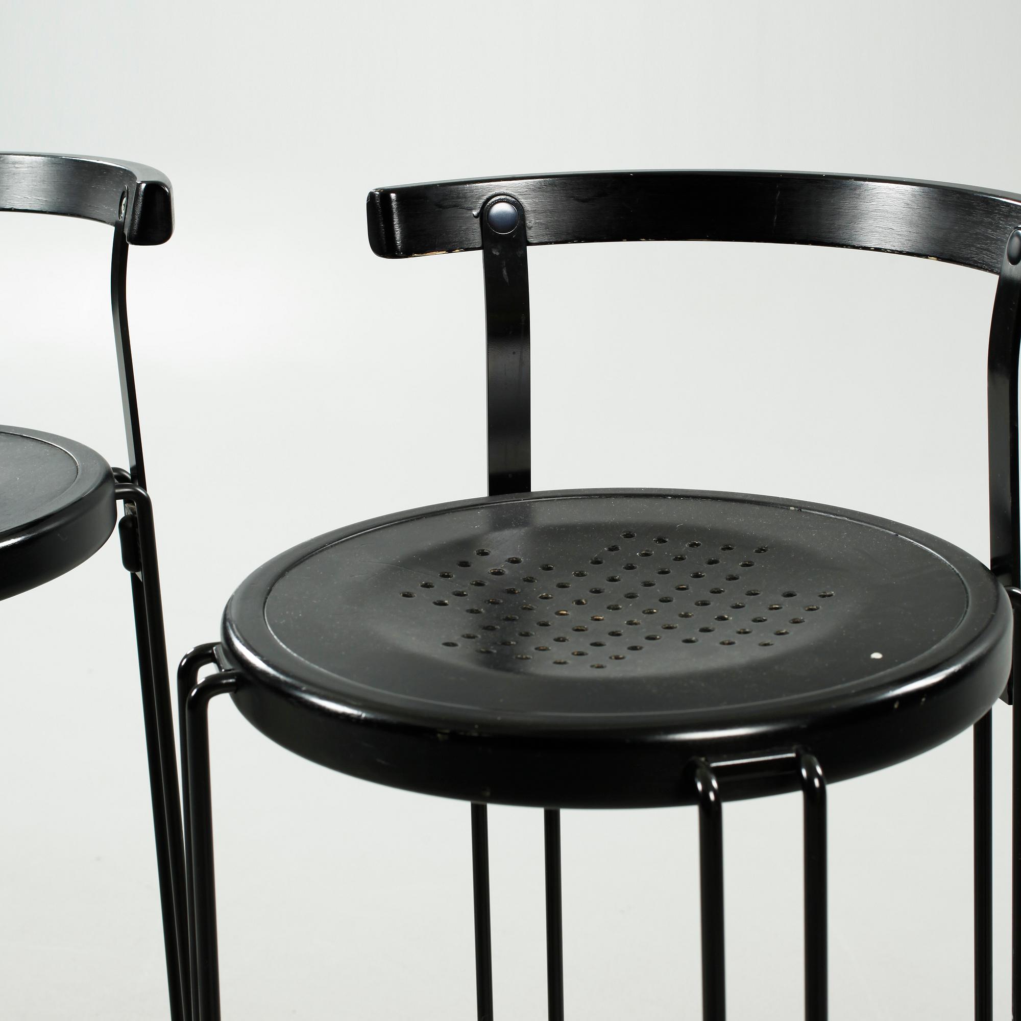 Four "B4-82" bar stools from the Oblado series, designed by Börje Lindau for Blå Station, late 20th century.