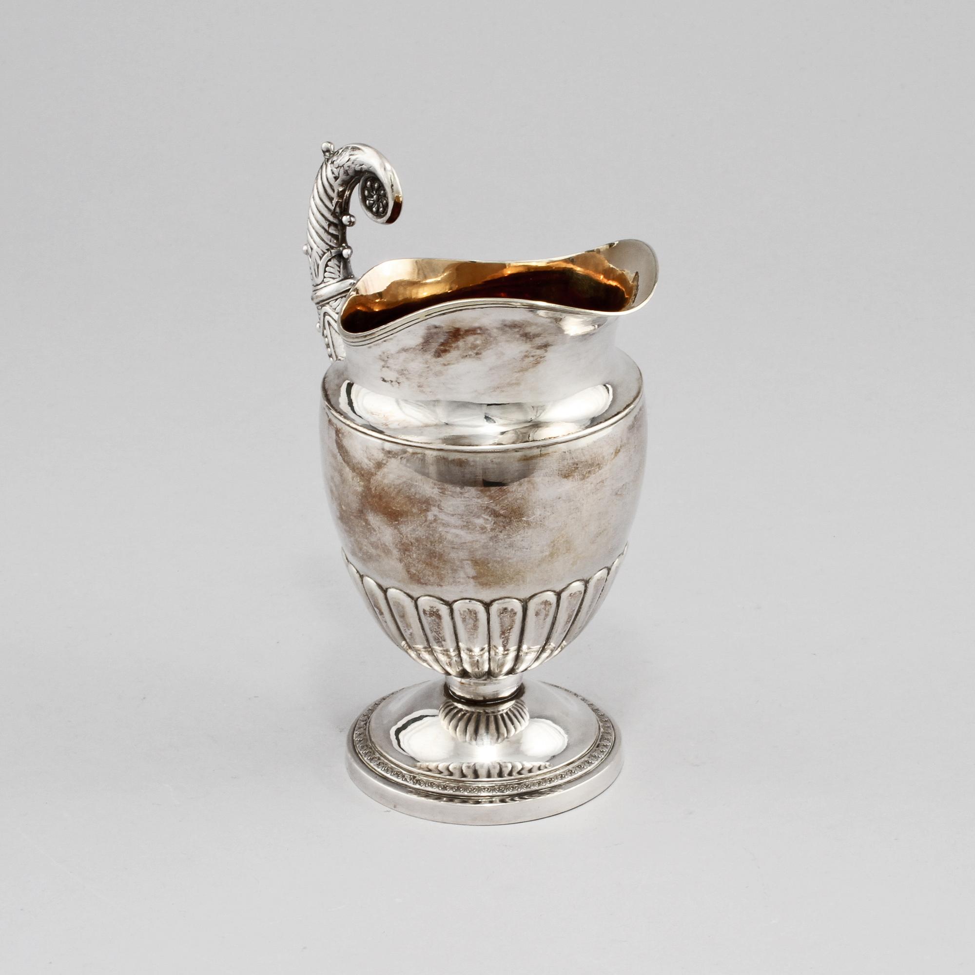 GRÄDDKANNA, silver, empire, Anders Lundqvist, Stockholm, 1829. Vikt 205 g.