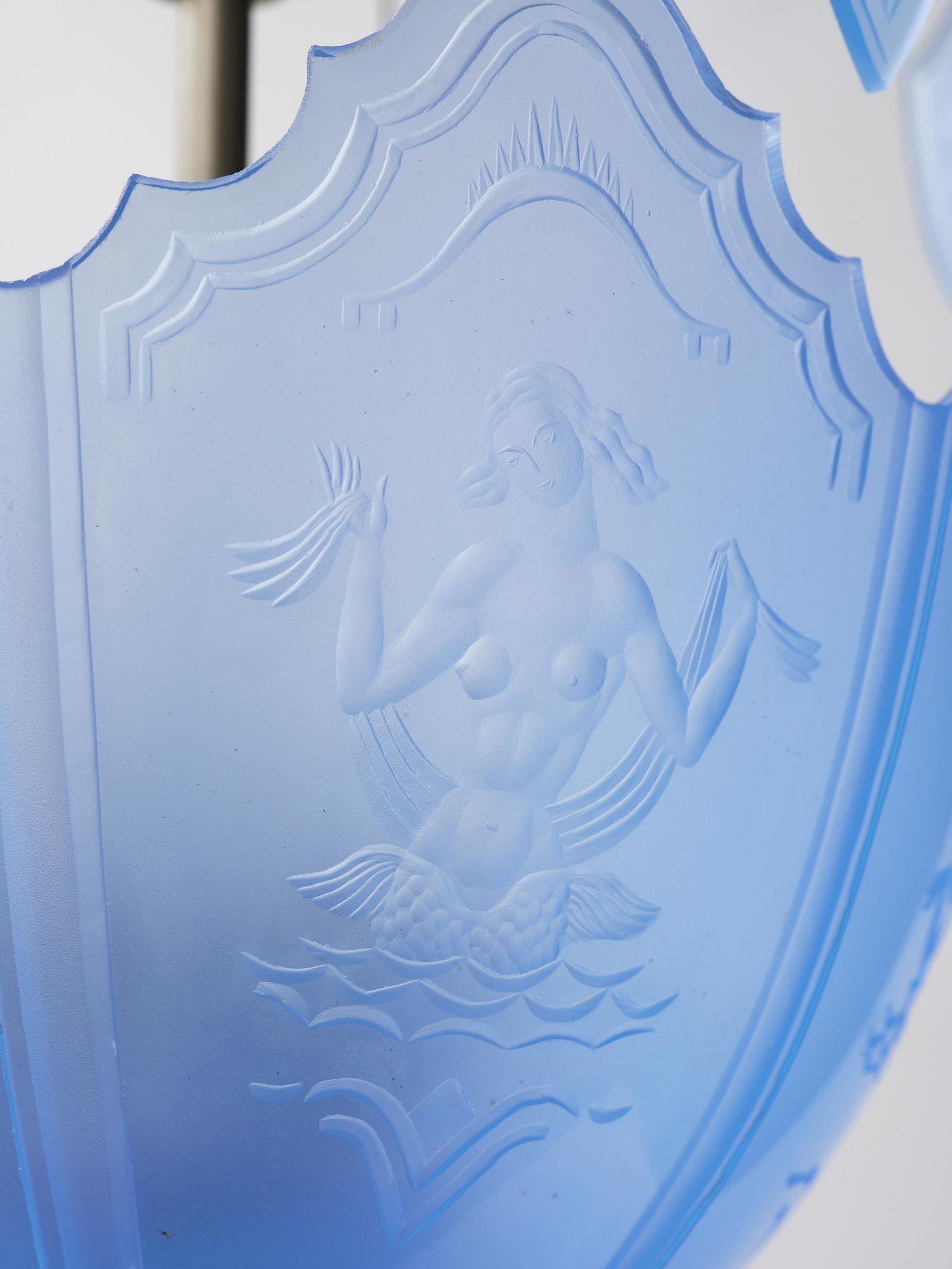 Edward Hald, a Swedish Grace ceiling lamp, Orrefors, 1920s.