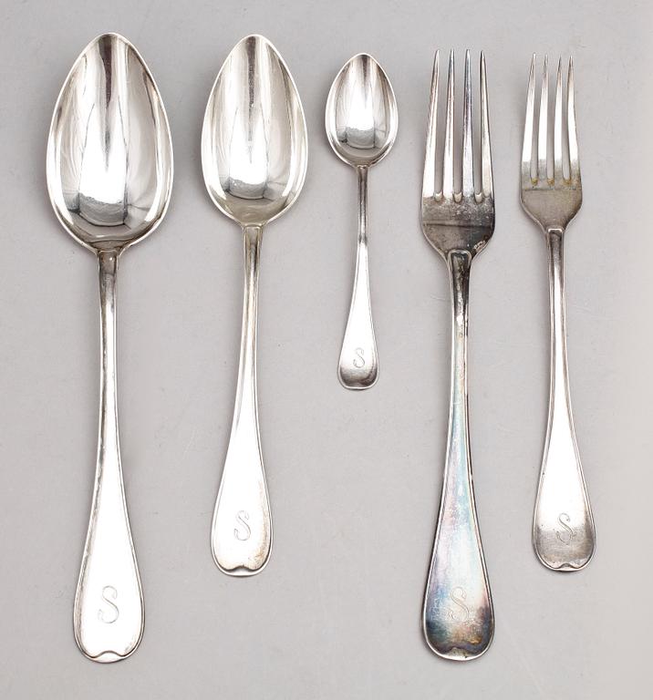BESTICKSERVIS, 51 delar, silver, CG Hallberg och GAB, Stockholm, omkr 1930-1950. Tot vikt ca2294g.