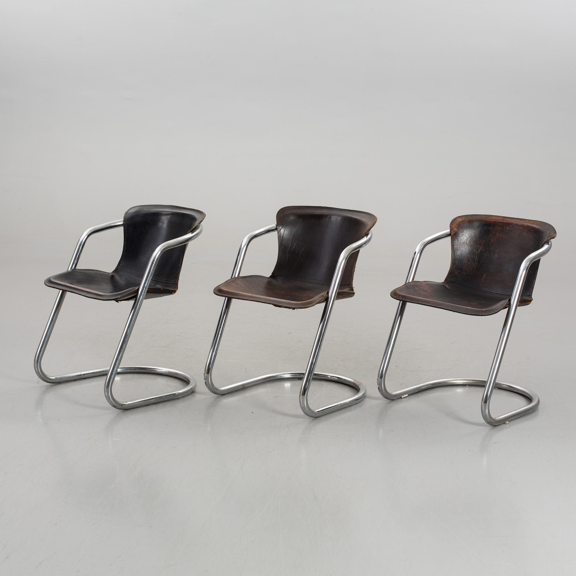 A SET OF 3 WILLY RIZZO CHAIRS, 1970's.