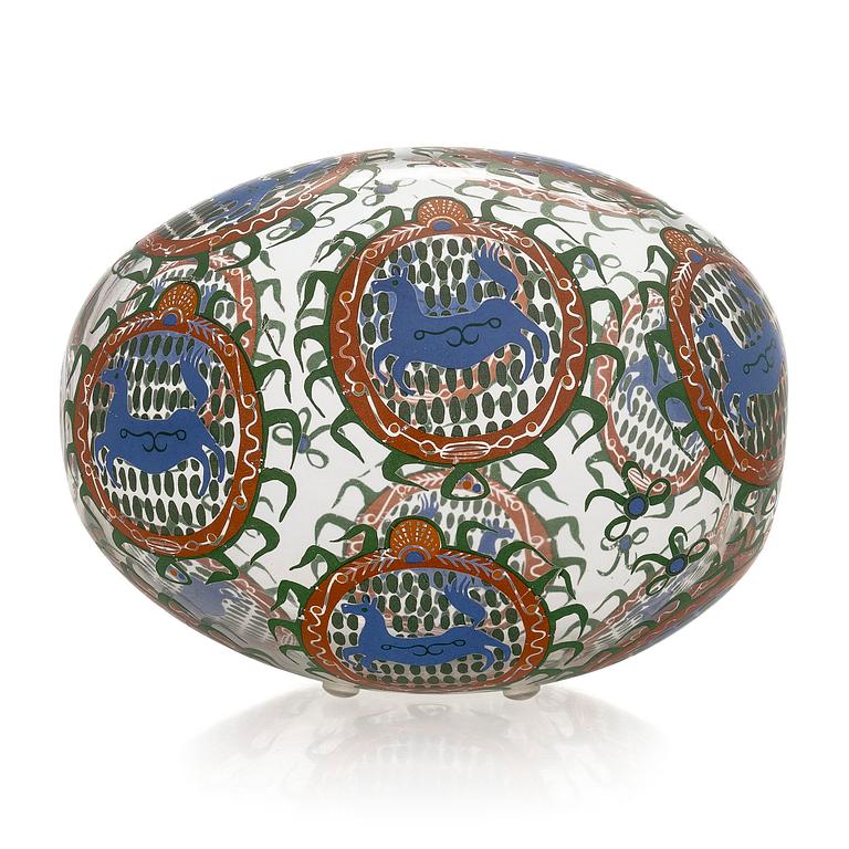 Oiva Toikka, skulptur /dekorationsägg,  signerad Oiva Toikka Nuutajärvi Notsjö.