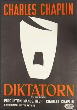 A vintage movie poster 'Diktatorn (The Great Dictator)', 1958.