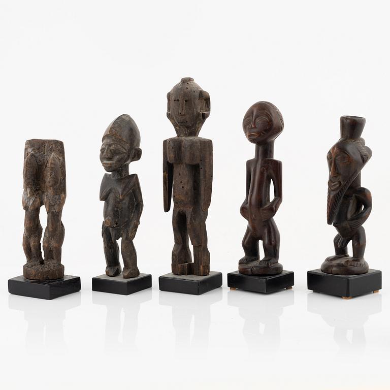 13 sculptures reportedly from Namje, Nigeria, Youyruba, Nigeria, Songe, Kongo, Lobi, Burkina Faso and moore.