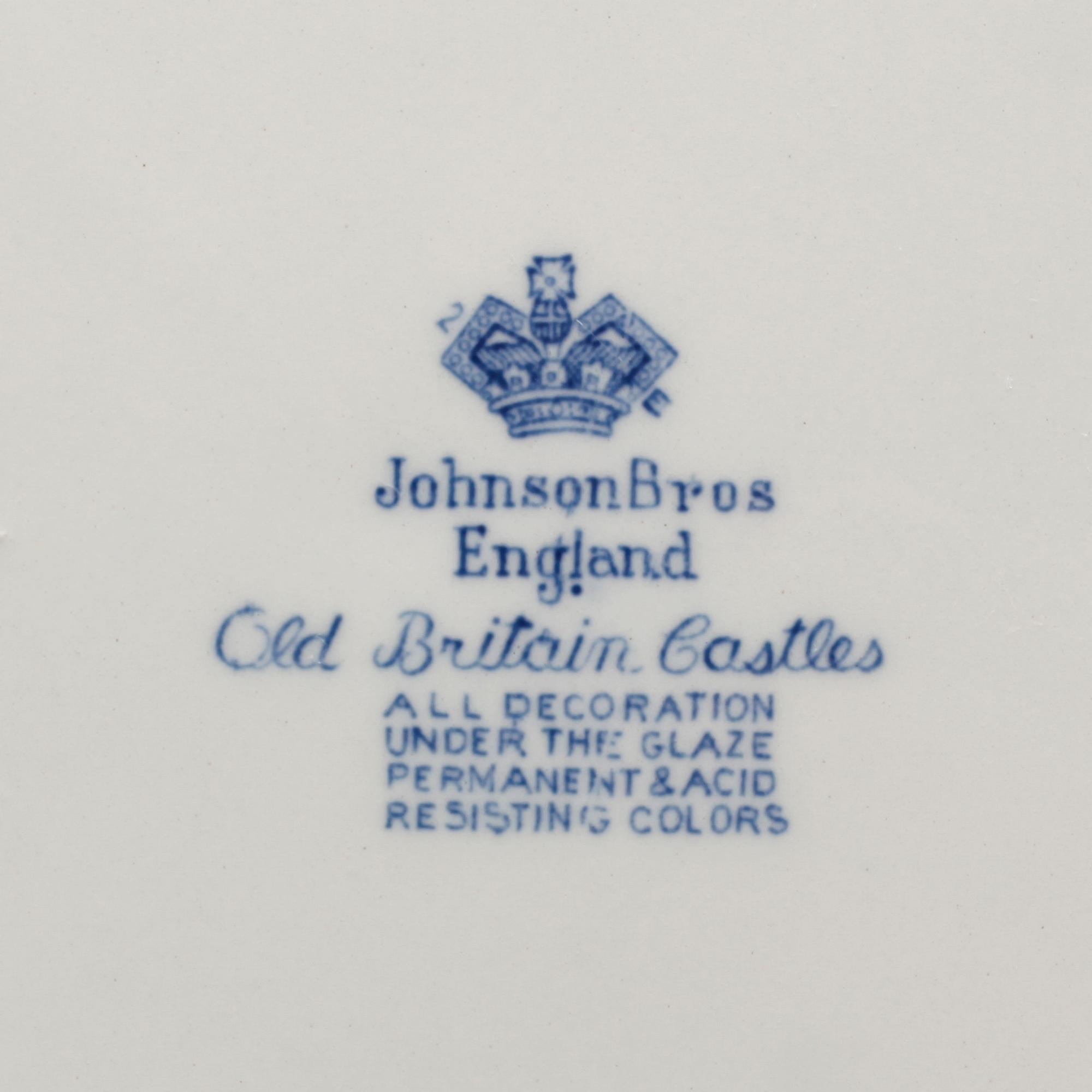 64 pieces of earthenware tableware, model "Old Britain Castles" by Johnson Bros, England, first half of the 20th century.
