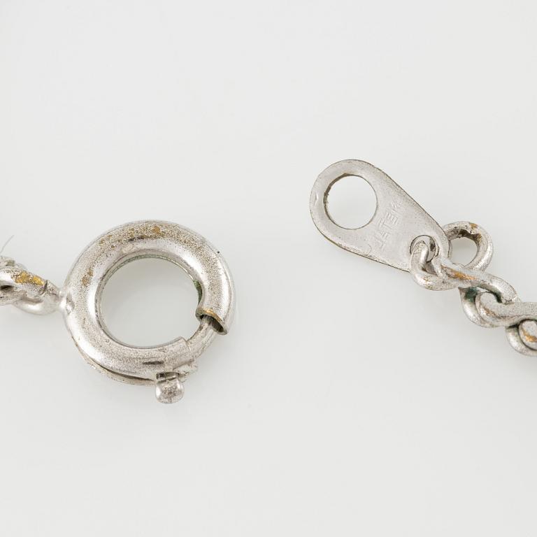 Eric Robbert, pendant and bracelet, silver and enamel.