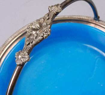 SKÅL med HANDTAG, nysilver och glas, A.G Dufva. 1800/1900-tal.