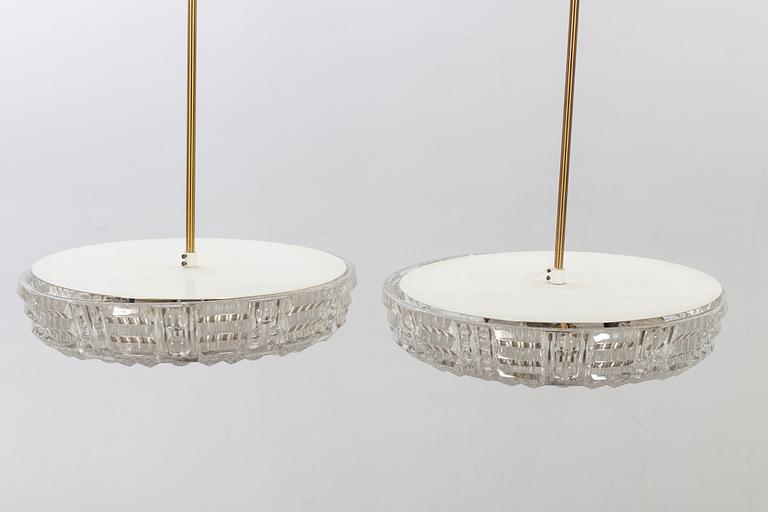 A PAIR OF CEILING LAMPS BY CARL FAGERLUND FOR ORREFORS.