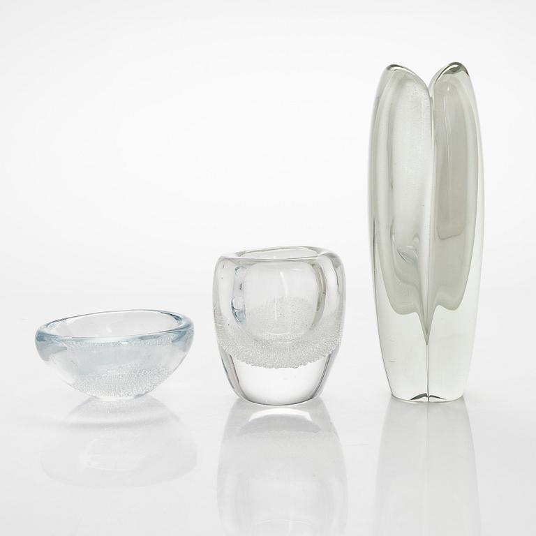 Kaj Franck, lasiesineitä, 3 kpl, Nuutajärvi ja Iittala, 1900-luvun puoliväli.