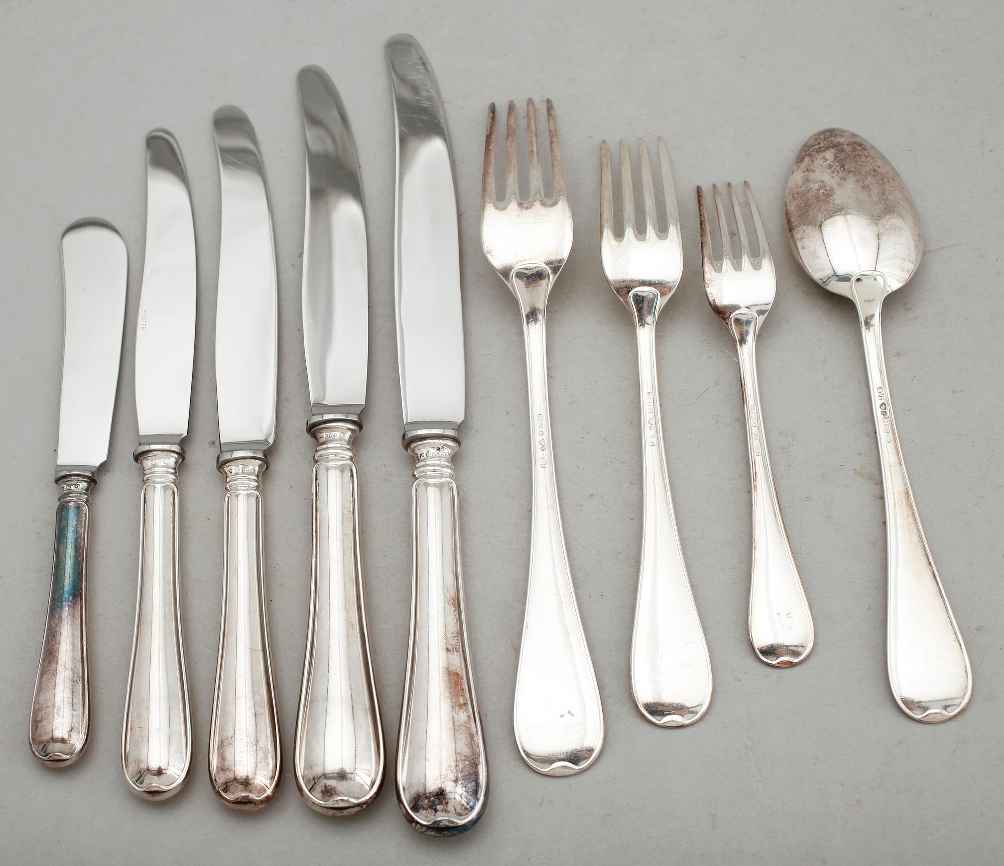 BESTICK, 75 delar, silver, GAB, Stockholm 1950-tal. Vikt ca 3000 g.