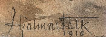 HJALMAR FALK, akvarell, sign o dat 1916.