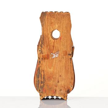 A Swedish folk art carved and painted spoon holder, 18th century.