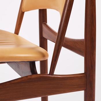 Finn Juhl, a rosewood "Egyptian" chair model FJ49, cabinetmaker Niels Vodder, Copenhagen, 1950s-60s.