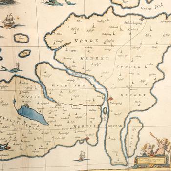 Moses Pitt, after Johannes Janssonius, map of Lolland and Falster, Denmark, London circa 1680.