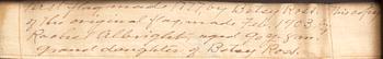 An 13 star American national flag made by Granddaughter of Betsy Ross, Rachel Albright in Feb 1903.