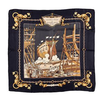 1292. A 1970s silk scarf by Hermès, "Chantiers Navals du Roy".