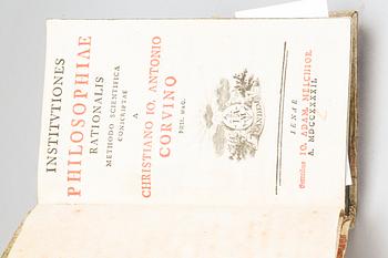 "Institutiones Philosophiae Rationalis." by Christiano Jo. Anton Corvinus. Publish by Jena, Johann Adam Melchior, 1742.