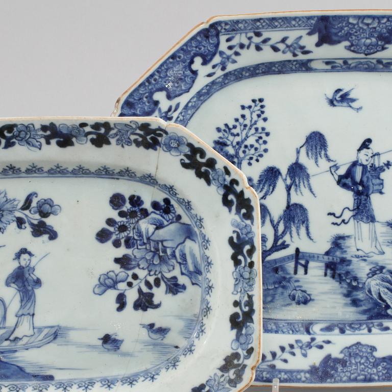 UPPLÄGGNINGSFAT, 3 st, porslin, Kina, 1700-tal.
