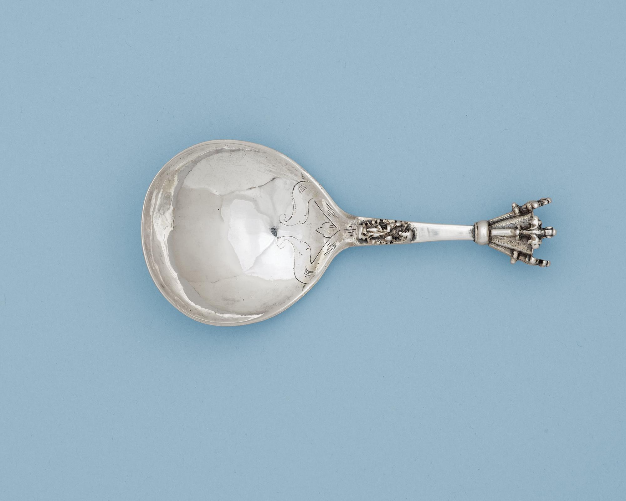A Skandinavian 17th century parcel-gilt spoon, unidentified makers mark.