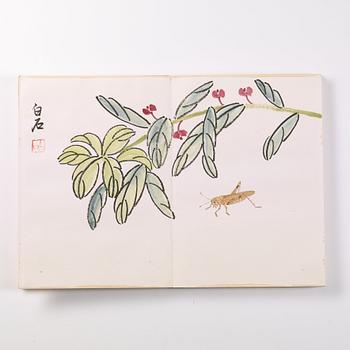 Book with 11 woodcuts, signed Qi Baishi, mid 20th century.