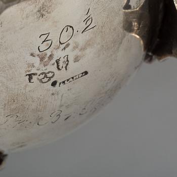 A Swedish 18th century silver coffee-/milk-jug, marks of Jacob Lampa, Stockholm 1777.