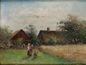 412. Severin Nilson, Sommarlandskap med figurer.