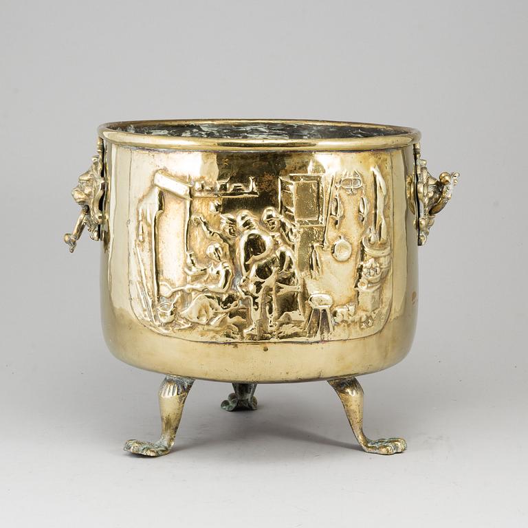 A 19th century brass flower pot.