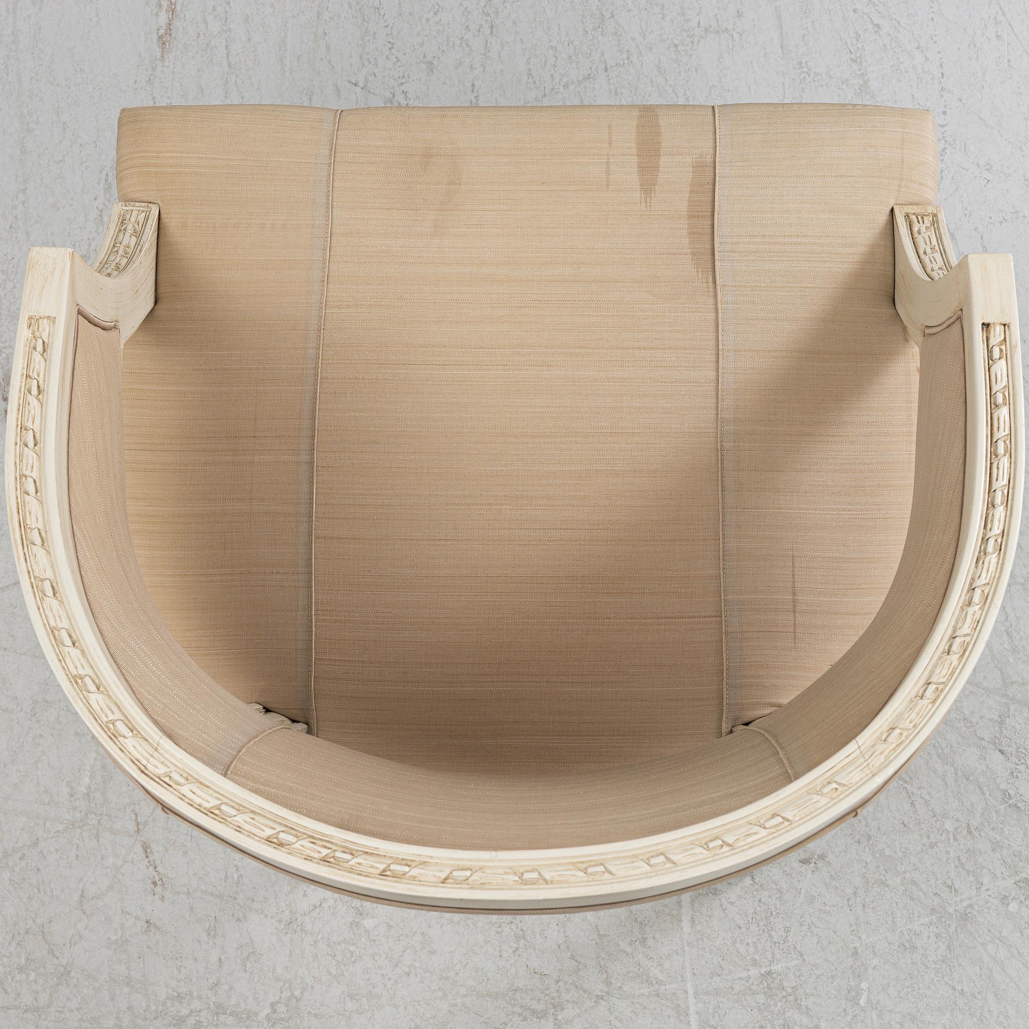 A pair of late Gustavian style armchairs, late 20th Century.