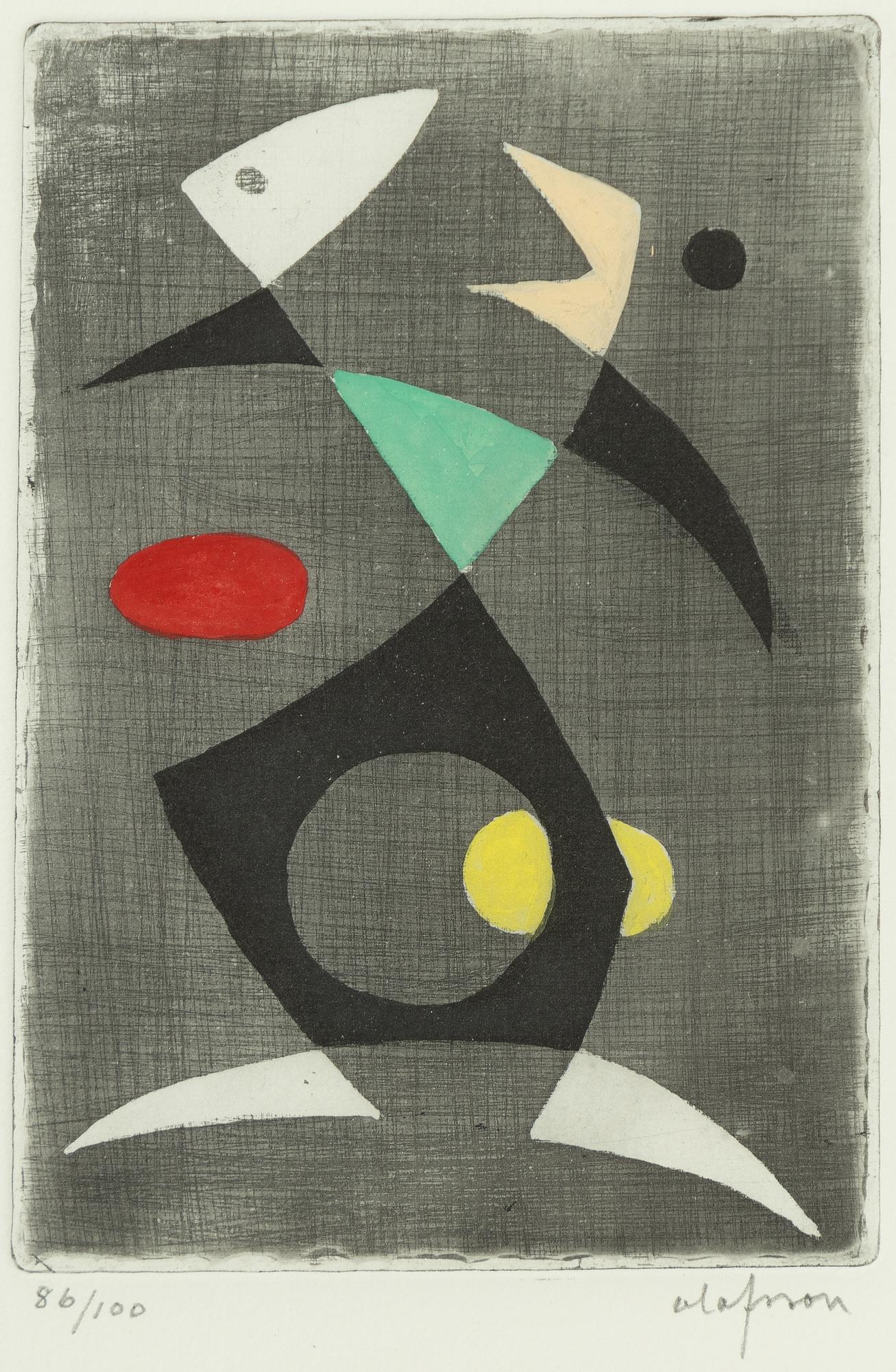 Pierre Olofsson, etchings, 5 pcs, signed and numbered.