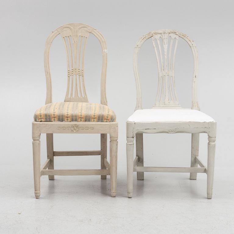 Chairs, two, ax model, late Gustavian, circa 1800.