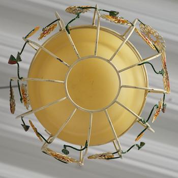 Ulla & Gunnar Eklöf, attributed to, a pair of Swedish Modern ceiling lamps, Corona Belysningskultur, Stockholm, 1940s.