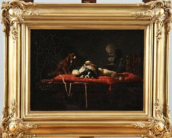 VINCENT DE VOS, olja på pannå, 2 st, varav en sign o dat 1855.
