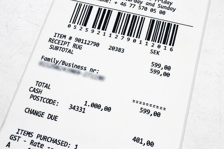 Virgil Abloh, a carpet, 'kvitto' ('Receipt'), IKEA x Virgil Abloh, the 'MARKERAD' collection, c. 200 x 90 cm.