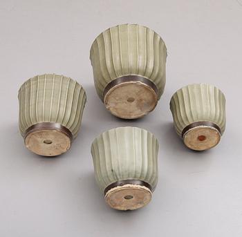 YTTERFODER, 4 st, fajans, Evald Dahlskog, Bo fajans, 1900-talets mitt.